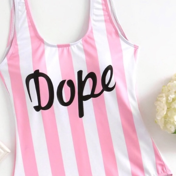 Dope pink striped one-piece monokini swimsuit - Picture 3 of 7